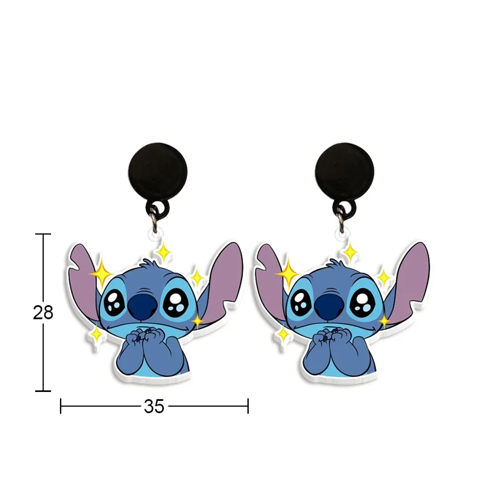 Śliczna figurka Stitch Disney akrylowe kolczyki postać z kreskówki Stitch Lilo wisiorek kolczyki w kształcie kropli do uszu Party biżuteria