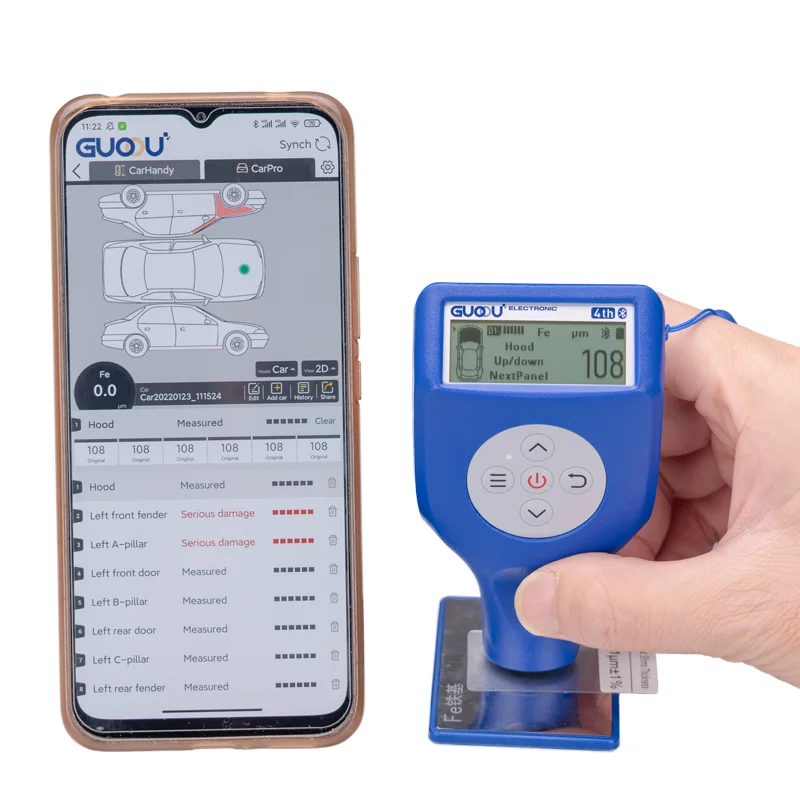 GUOOU GC8102 Portable ABS Plastic Paint Coating Thickness Gauge Meter Automotive Tester for Measuring Car Damage Battery