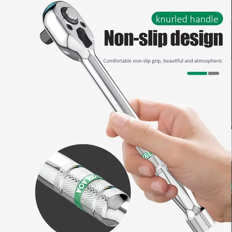 LAOA Bi-Directional Quick Ratchet Wrench CR-V Steel 1/4 3/8 1/2 Drive Socket Spanner Auto Motorcycle Maintenance Repair Tool