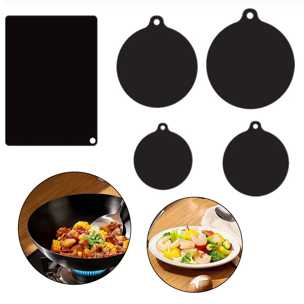 Four Piece Silicone Mat Set for Induction Cooktops Offering Protection from Scratches and Enhanced Grip for Cookware