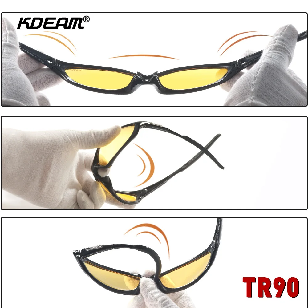 KDEAM High End TR90 Polarized Sunglasses Night Vision for Outdoor Sports Driving Fishing Glasses 3D Metal Logo Colorful Goggles