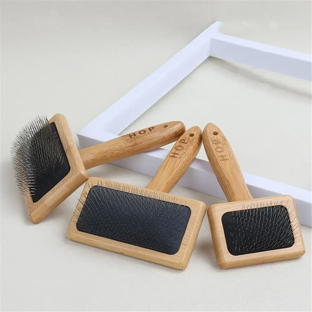 Dogs Combs Dust Removal Professional Stainless Pin Wooden Pet Cleaning Comb Cat Hair Grooming Fur Cleaner Dog Massage Bath Brush