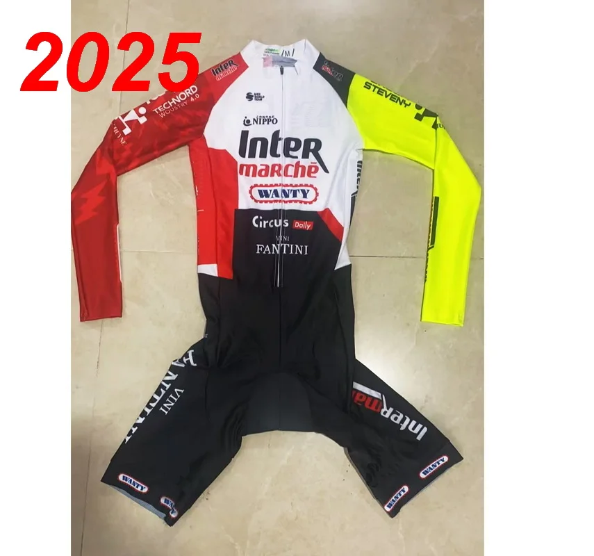 Baju Balap Sepeda LASER CUT Skinsuit 2025 INTERMARCHÉ-WANTY TEAM Bodysuit PENDEK PANJANG Jersey Bersepeda Pakaian Sepeda Maillot Ropa Ciclismo