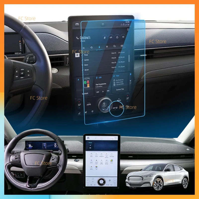 Centro de exibição de navegação de vidro Touchscreen, Ford Mustang Mach E 2021-2024 2023 F150 Relâmpago 2024 2023