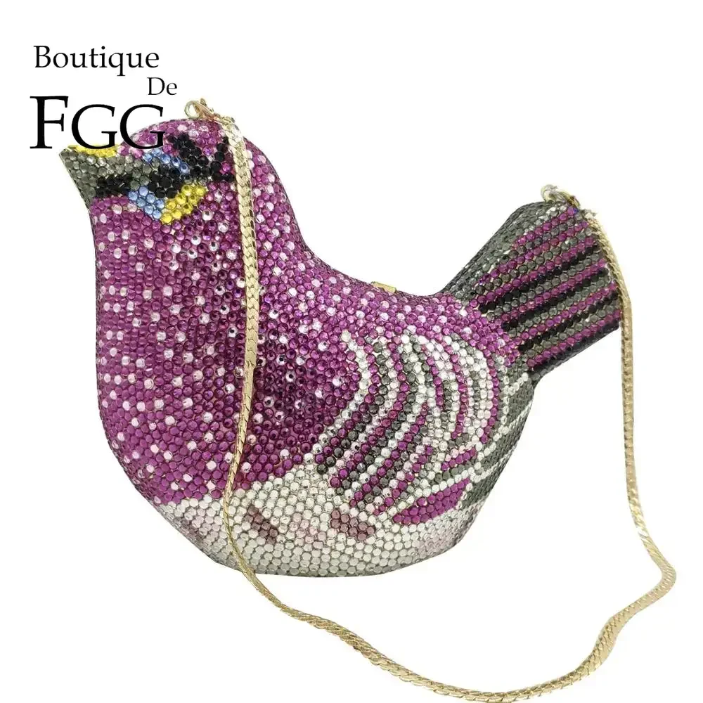 Boutique De FGG (in stock) Bird Clutch Women Crystal Evening Purses and Handbags Diamond Party Cocktail Minaudiere Prom Bags