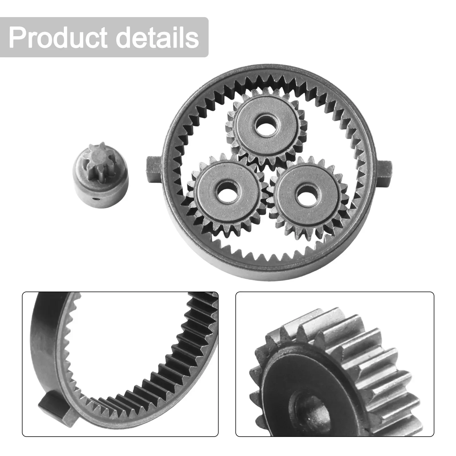 Carbide Epicyclic Gear Set For Brushless Electric Drills Including 43mm OD Inner Gear And Standard 21 Tooth Configuration