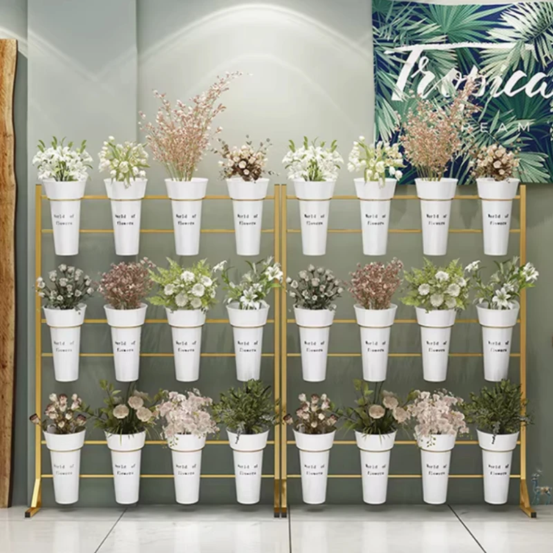 Multi-level Flower Shop Display Wrought Iron Faux Flowers Refrigerated Freezer Shelves For Home Party Floral Decoration