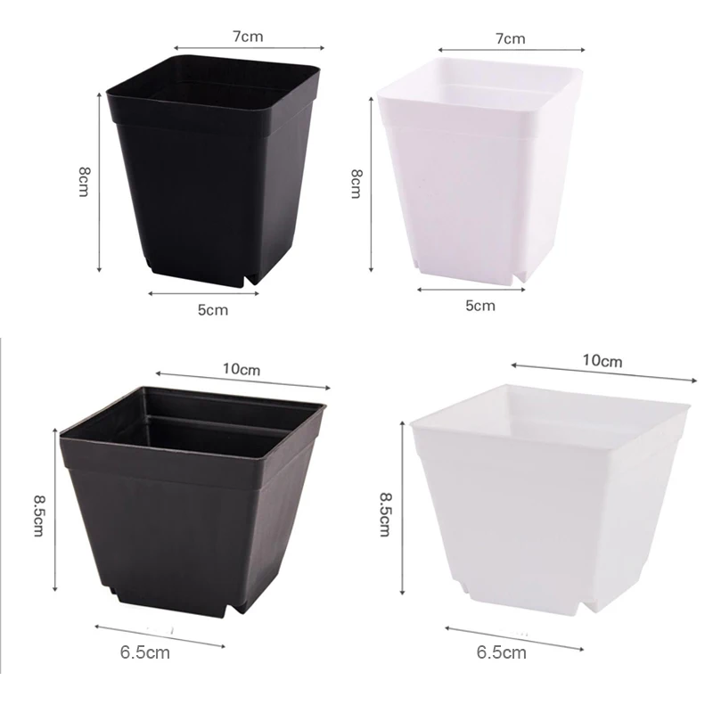 Avilable Thicken Mini Flower Pots Planters Plastic Creative Small Square Nursery Pot Garden Desk Home Office Decoration