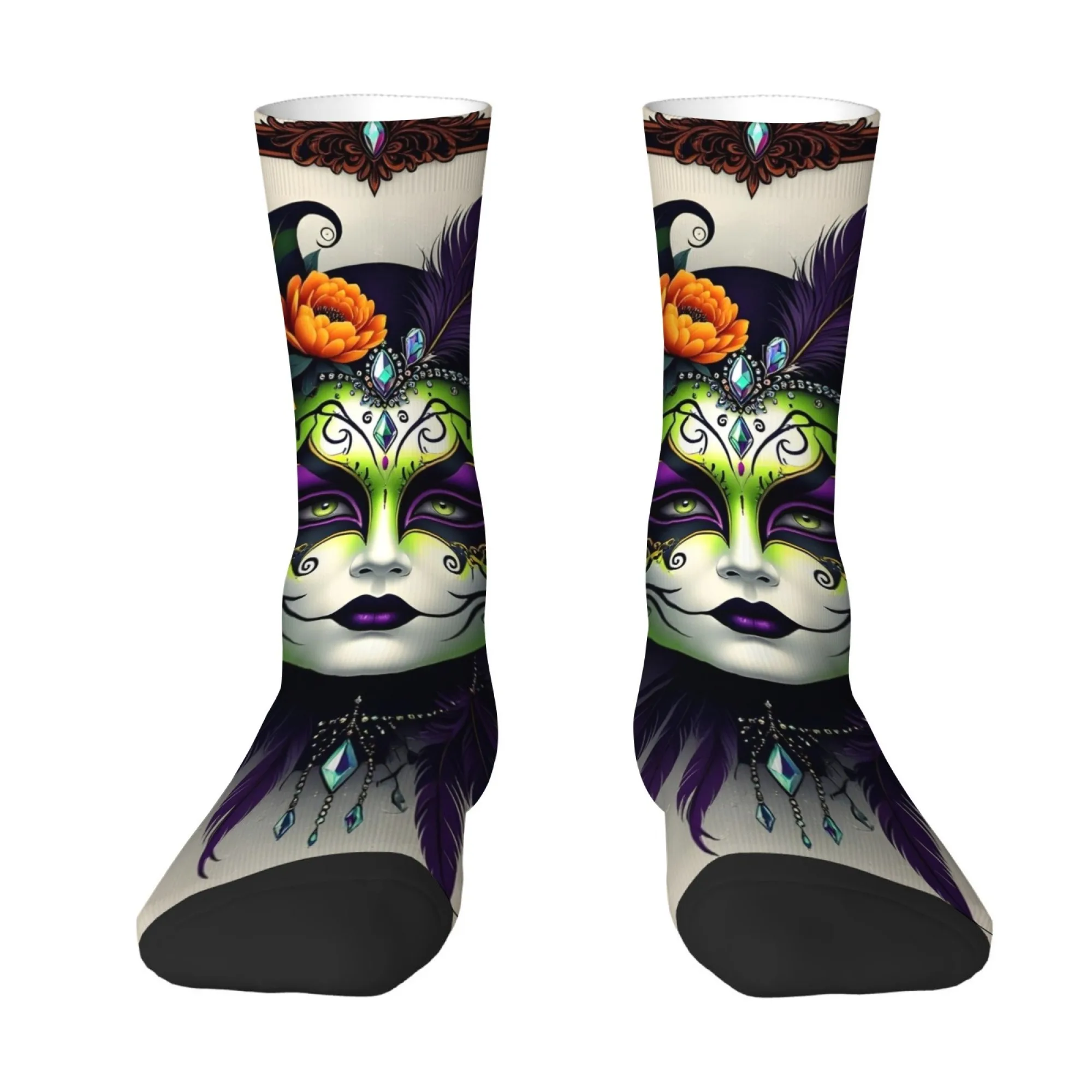 Fun Gothic Sugar Skull Print Men's Socks Skin-Friendly Breathable Non-Slip Socks Quirky Hip Hop Fashion Outdoor Sports Socks