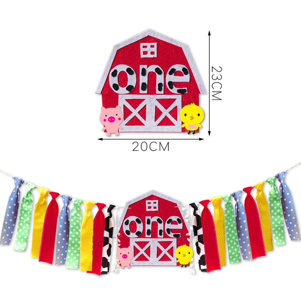

Farm Theme Dining Chair Full Flag Baby First Birthday Party Banner Reusable Birthday Venue Layout Supplies