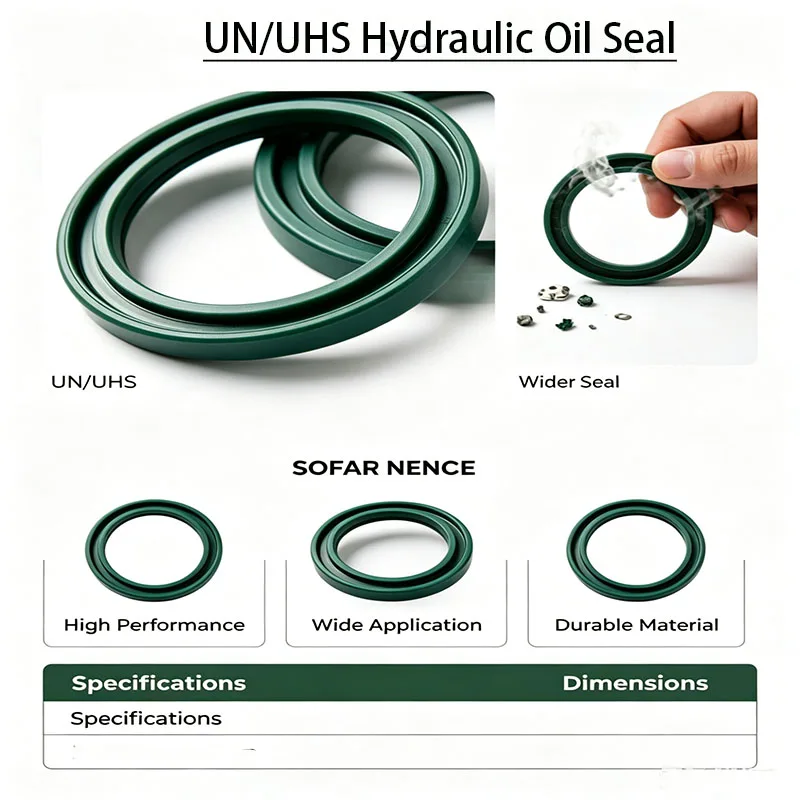 5pcs-Polyurethane UN Oil Seal, Dark Green, Wear and Pressure Resistant, Shaft Seals for Hydraulic Construction Machinery