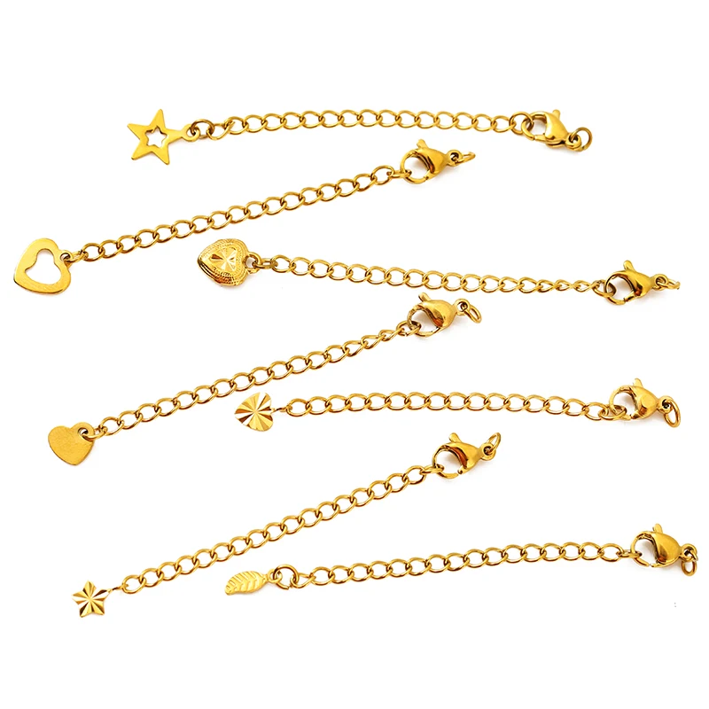 10pcs PVD Never Fade Stainless Steel Extender Extension Chain Extended Tail Chains Lobster Clasps For Necklace Jewelry Making image 4