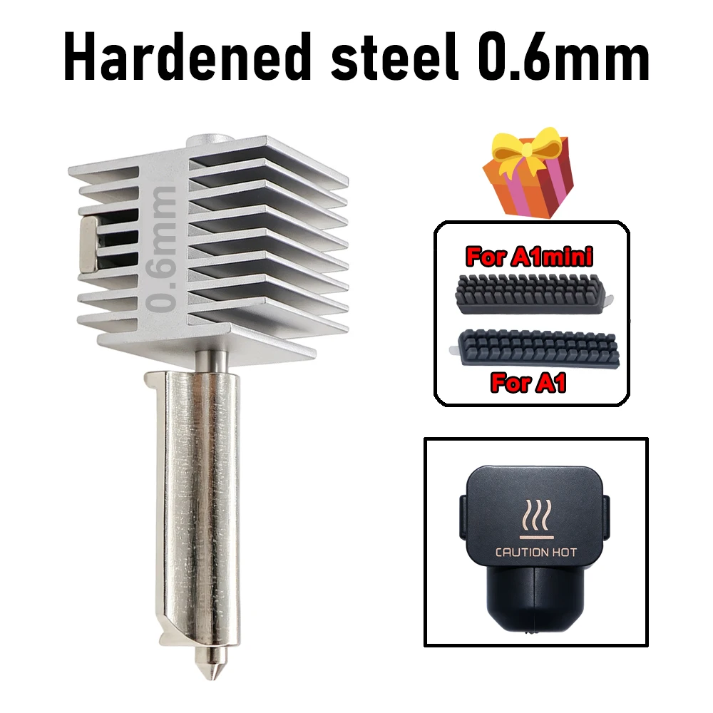 Verbessertes Hotend-Kit für Bambu Lab A2L/A1/A1 Mini All-in-One Hot-End-Baugruppe 0,2/0,4/0,6/0,8 mm gehärtete Stahldüse 3D-Drucker