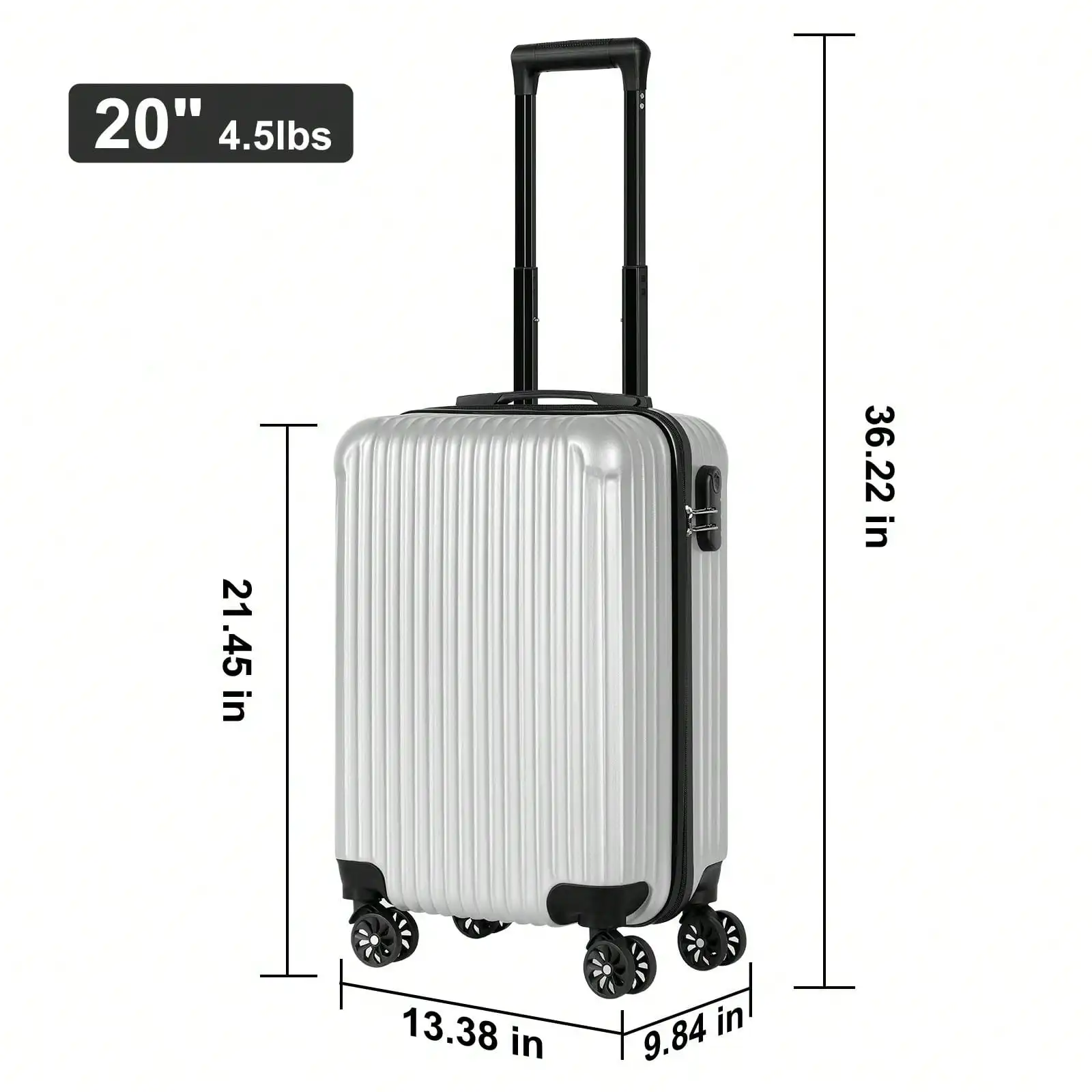 

Vertical Stripe Style 20-Inch Luggage, Equipped With Swivel Silent Wheels, A Travel Suitcase That Doesn't Require Checking In, A