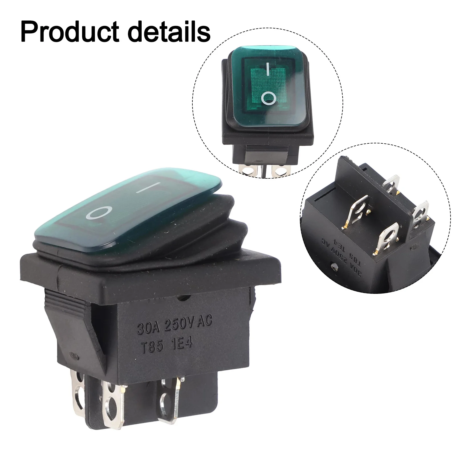 Power Switch Switch Rocker Switch Waterproof Green KCD4 LED Waterproof Rocker With Light 12V/24V/220V Auto Parts