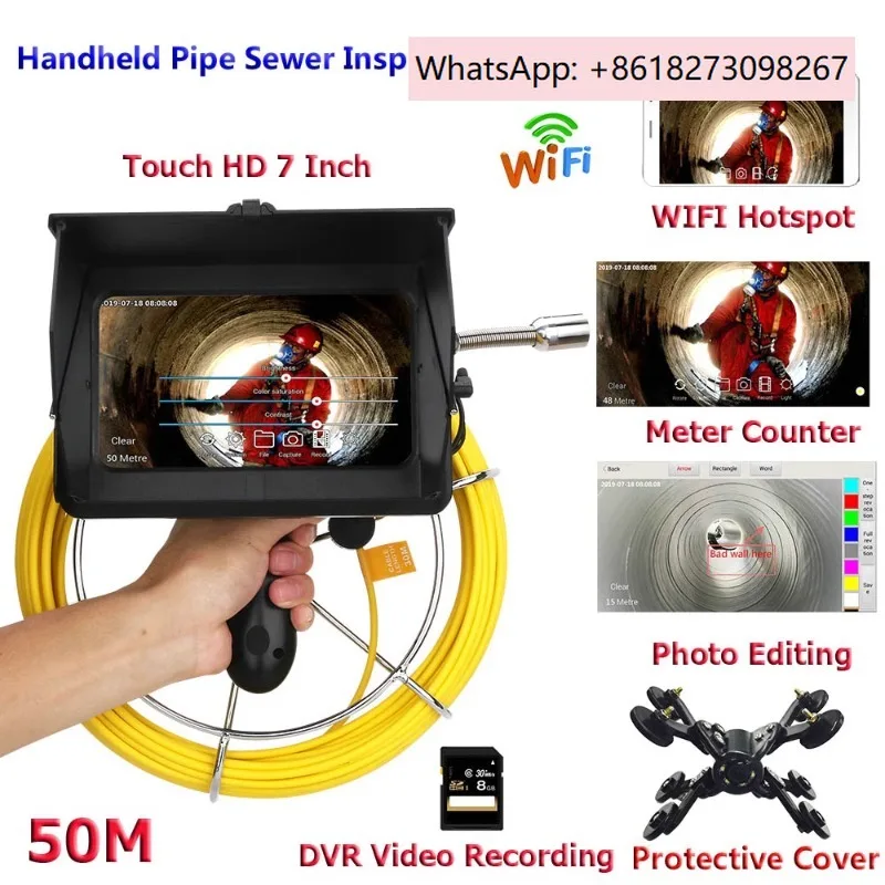 

High definition pipeline endoscope, industrial sewer pipe dredging video detection camera positioning detector, waterproof probe