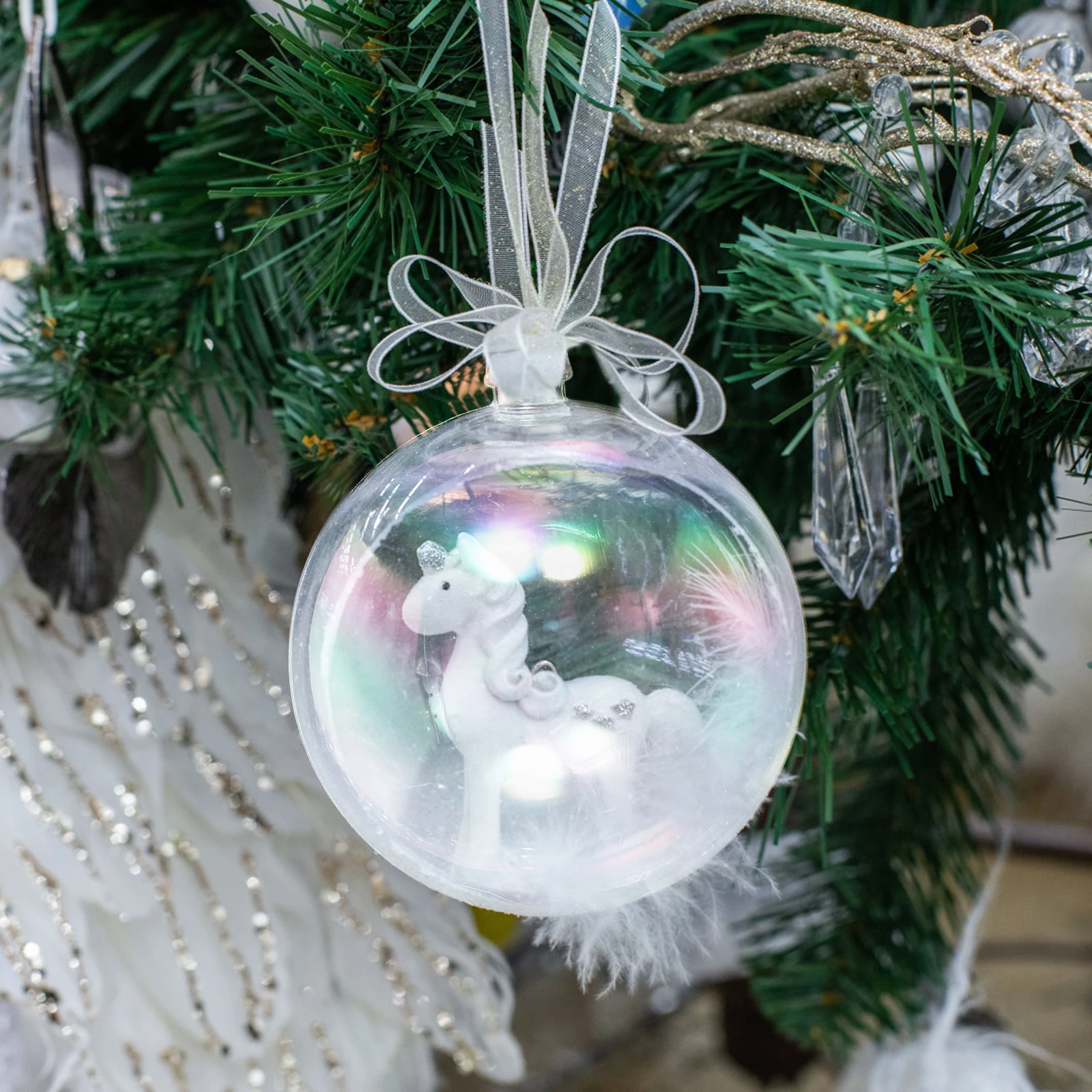 

20pcs Christmas Glitter Bubble Balls Transparent Hanging Ornaments For Xmas Tree Party Decorations Christmas Supplies