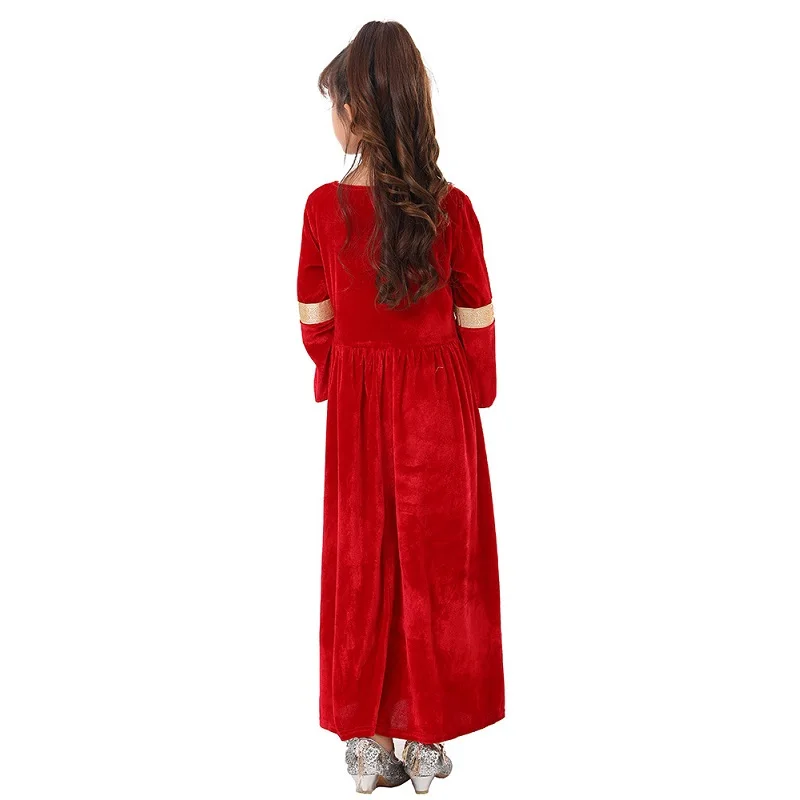Medieval Renaissance Princess Queen Costume Gown Robe Red  Medieval Swing Dress Kid Vampire Halloween Costumes