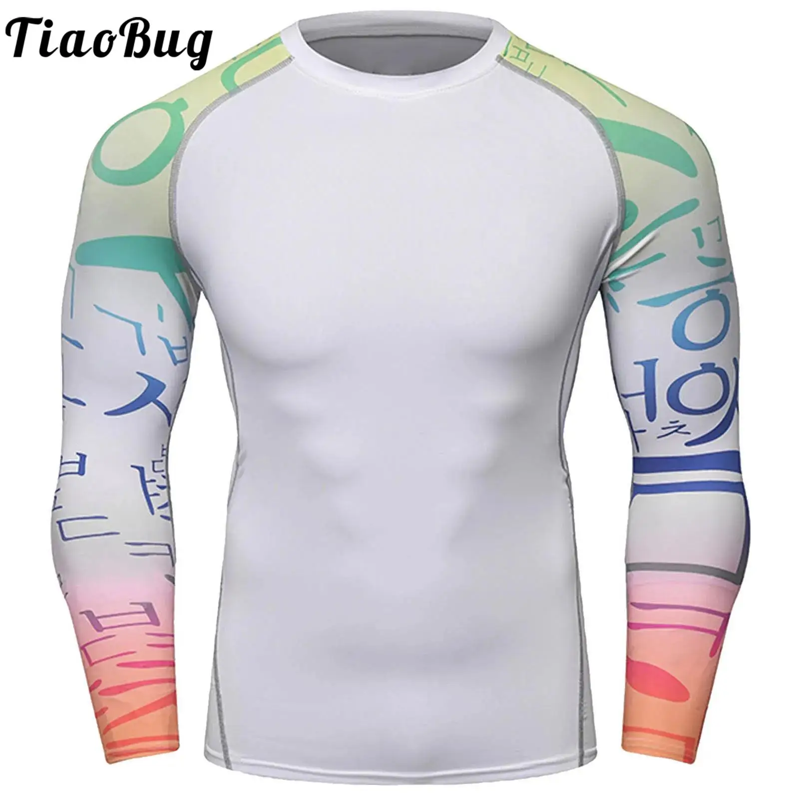 

Men's Swimwear Tight Fitting Clothing Rashguard Long Sleeve Quick-drying High Elastic Stylish Print Fitness Tops for Sports Gym