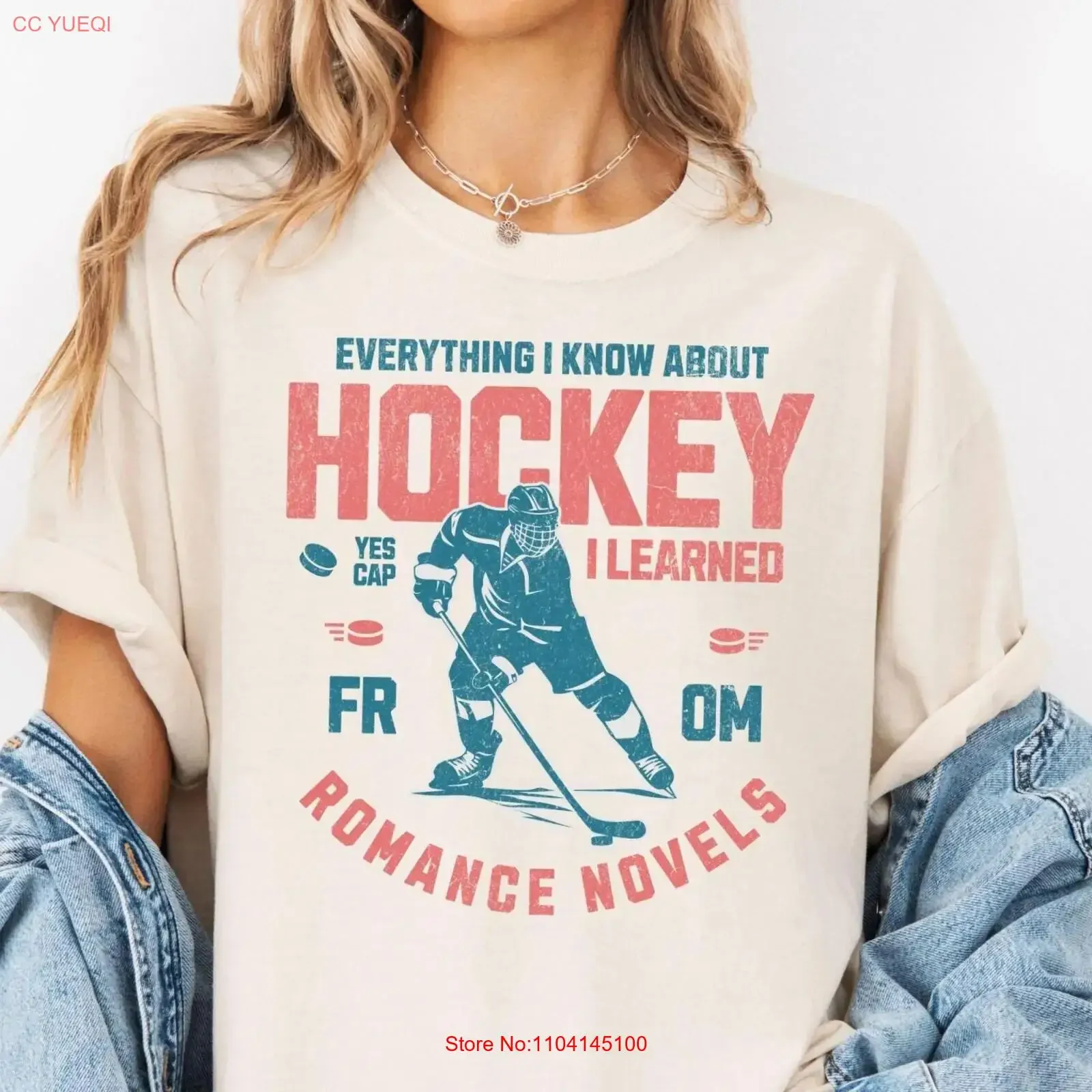 كل ما أعرفه عن الهوكي التي تعلمها من الروايات الرومانسية مضحك الكتب الرياضية تي شيرت DTG خمر غسلها تنوعا للجنسين