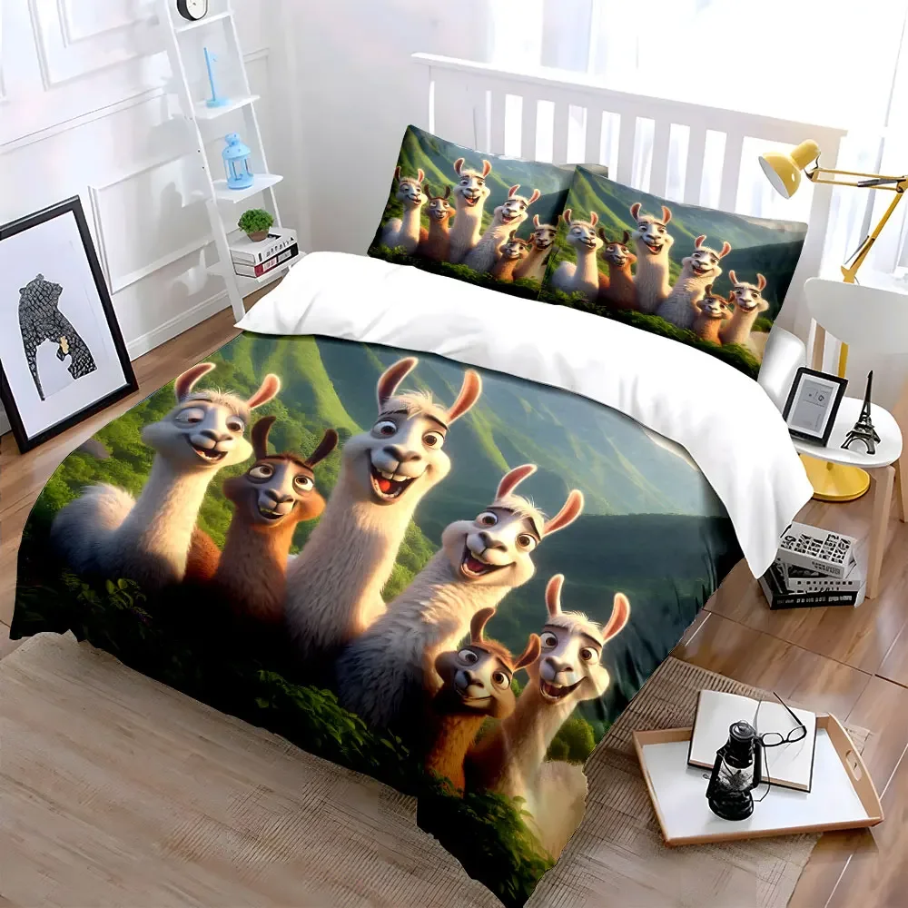 Alpaca Artwork Set for Home Decor Soft Comfortable Duvet Cover Bedding Set Included 1*Duvet Cover & 2*Pillowcases, gift