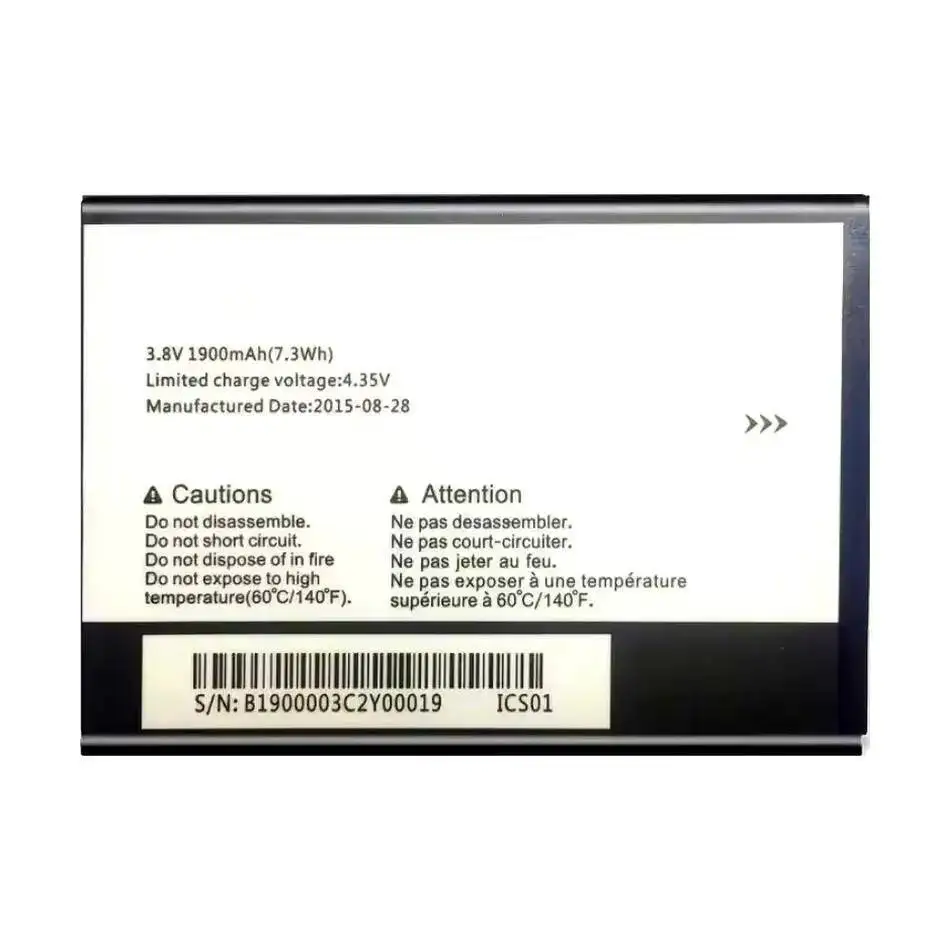 ل الكاتيل بلمسة واحدة البوب C7 OT-7041 7041D المزدوج CAB1900003C2 Tli019b2 1900Mah بطارية الهاتف المحمول عالية السعة