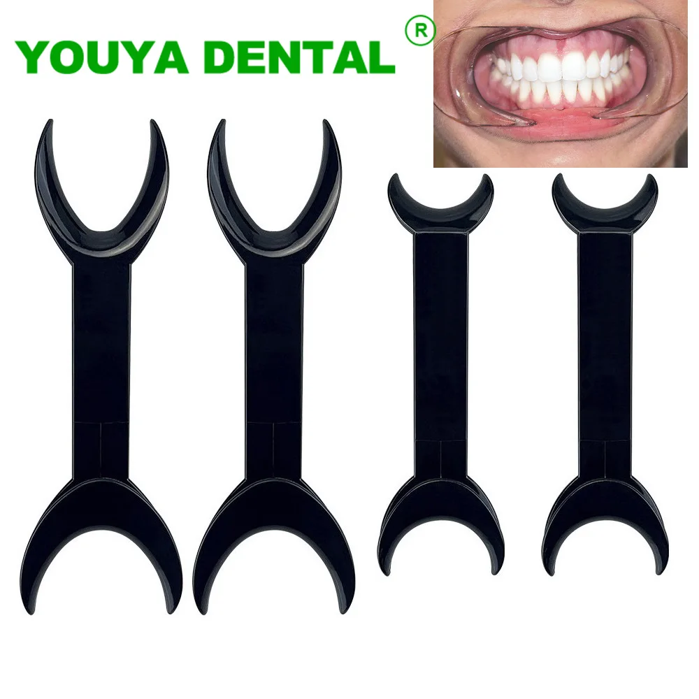 4pcs Black Double Head Lip Retractor Dental Tool T-Shape Mouth Openers Orthodontic Material Dentistry Dentist Tools Small Large