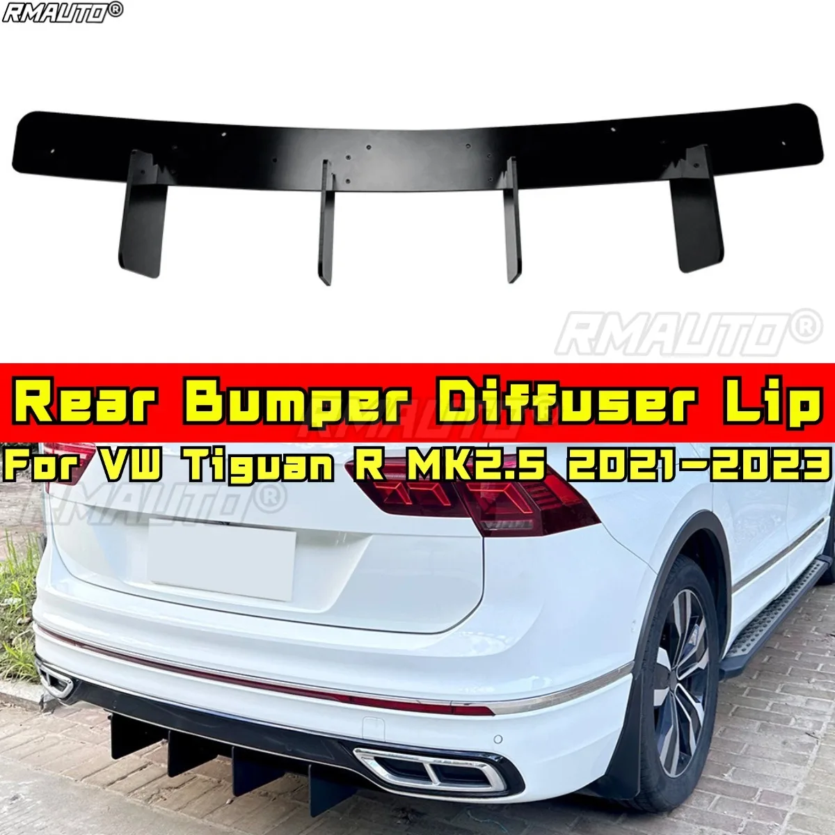 

For VW Tiguan R MK2.5 2021-2023 Body Kit Bumper Protector Rear Bumper Splitter Spoiler Diffuser Cover Car Accessories