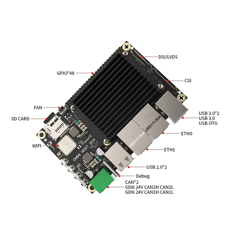 CM68 Host Box Based On CM68 Core CAN Bus -Compatible Output 2X1000m Ethernet 5Xusb Port For Klipper Voron VS RPI