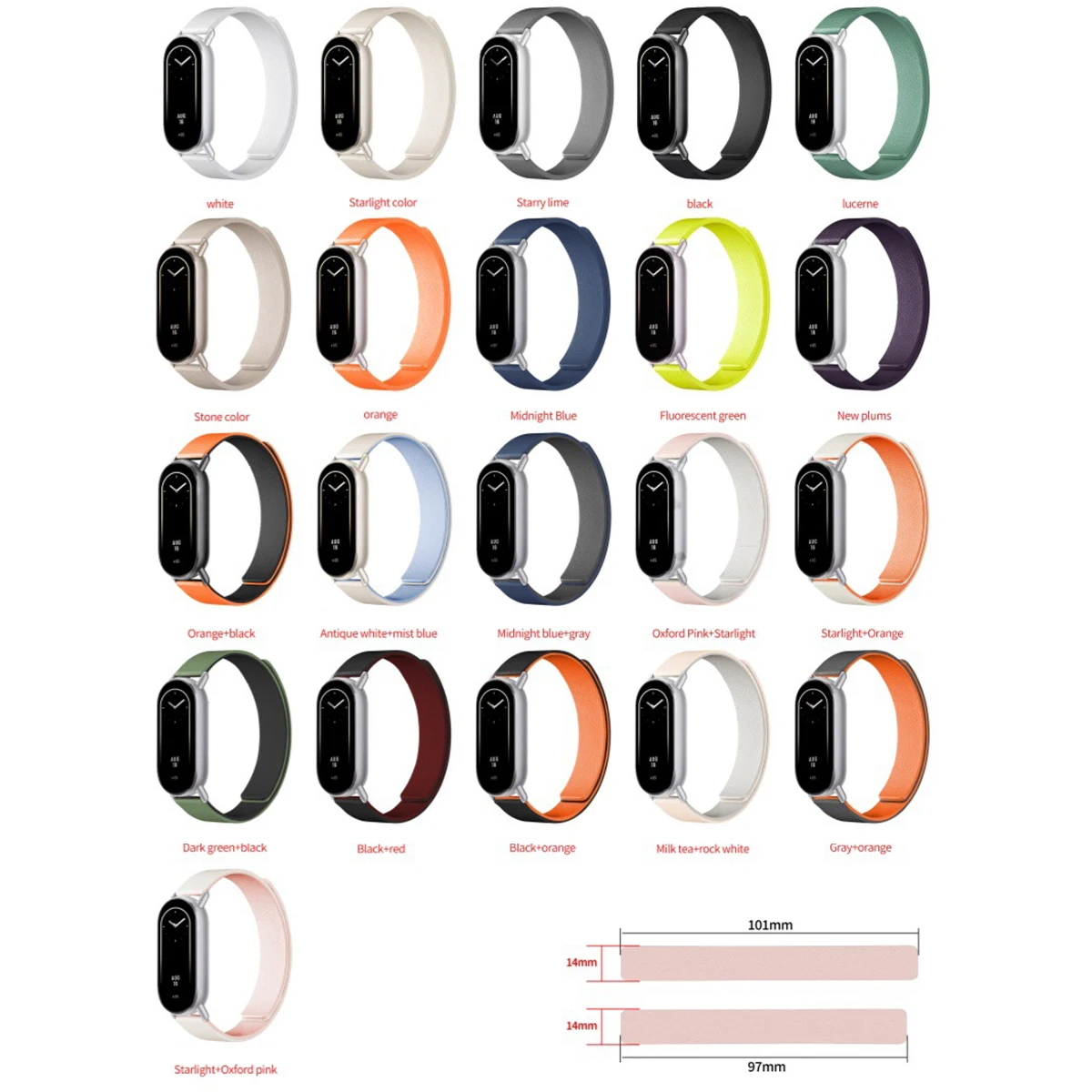 حزام لـ Xiaomi Mi Band 10 9 8 Loop Mi Band 10 أشرطة ساعات لـ Xiaomi Band 9/8 NFC سوار لـ MiBand 10 9 8 ملحقات