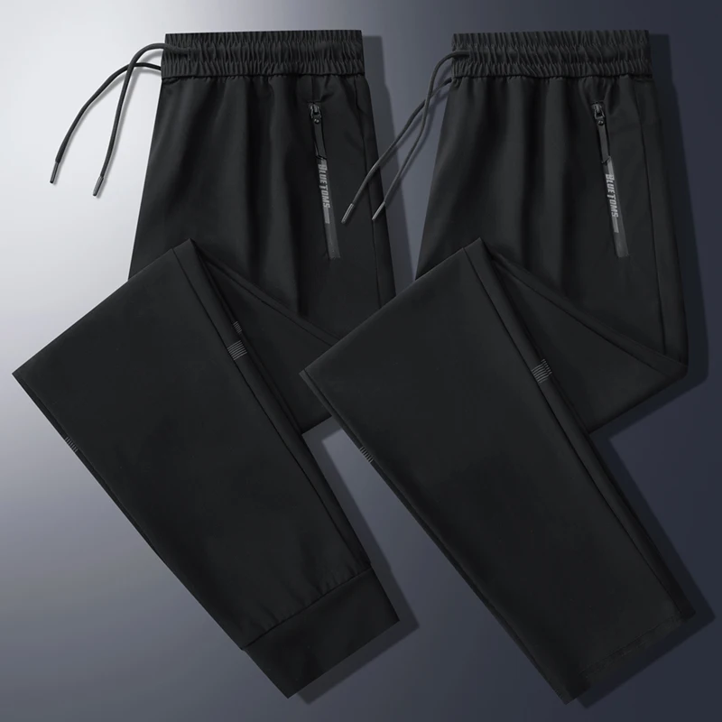 

Спортивные охлаждающие повседневные быстросохнущие брюки, легкие активные брюки для бега, мужские дышащие брюки из ледяного шелка для пешего туризма, эластичные облегающие спортивные штаны