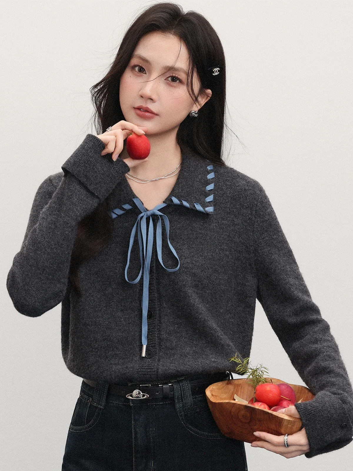 

Вязаный свитер с воротником-стойкой для женщин, осенне-зимняя модная одежда, для ношения как базовый слой или как верхняя одежда, корейский стиль, укороченный топ от Zhang Soda