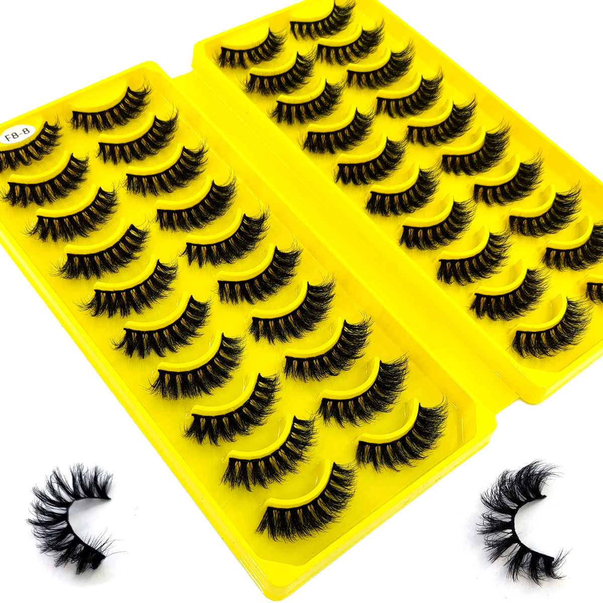 جديد 20 زوجًا من رموش المنك الصناعية رموش المنك الرقيقة طويلة الأمد رموش مجعدة درامية وصلات سميكة وطويلة