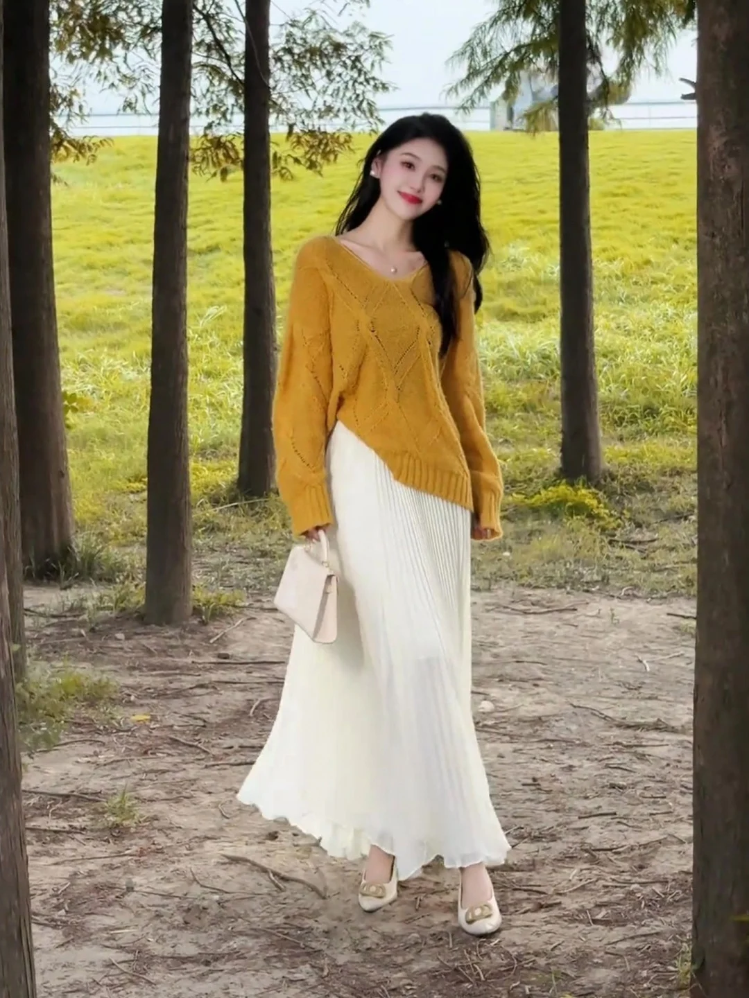 

plus Size Women's Knitted Top And Skirt Set V-Ne Hollow out Loose Fit Spring Faion Beautiful Two-Piece Outfit Casual Date