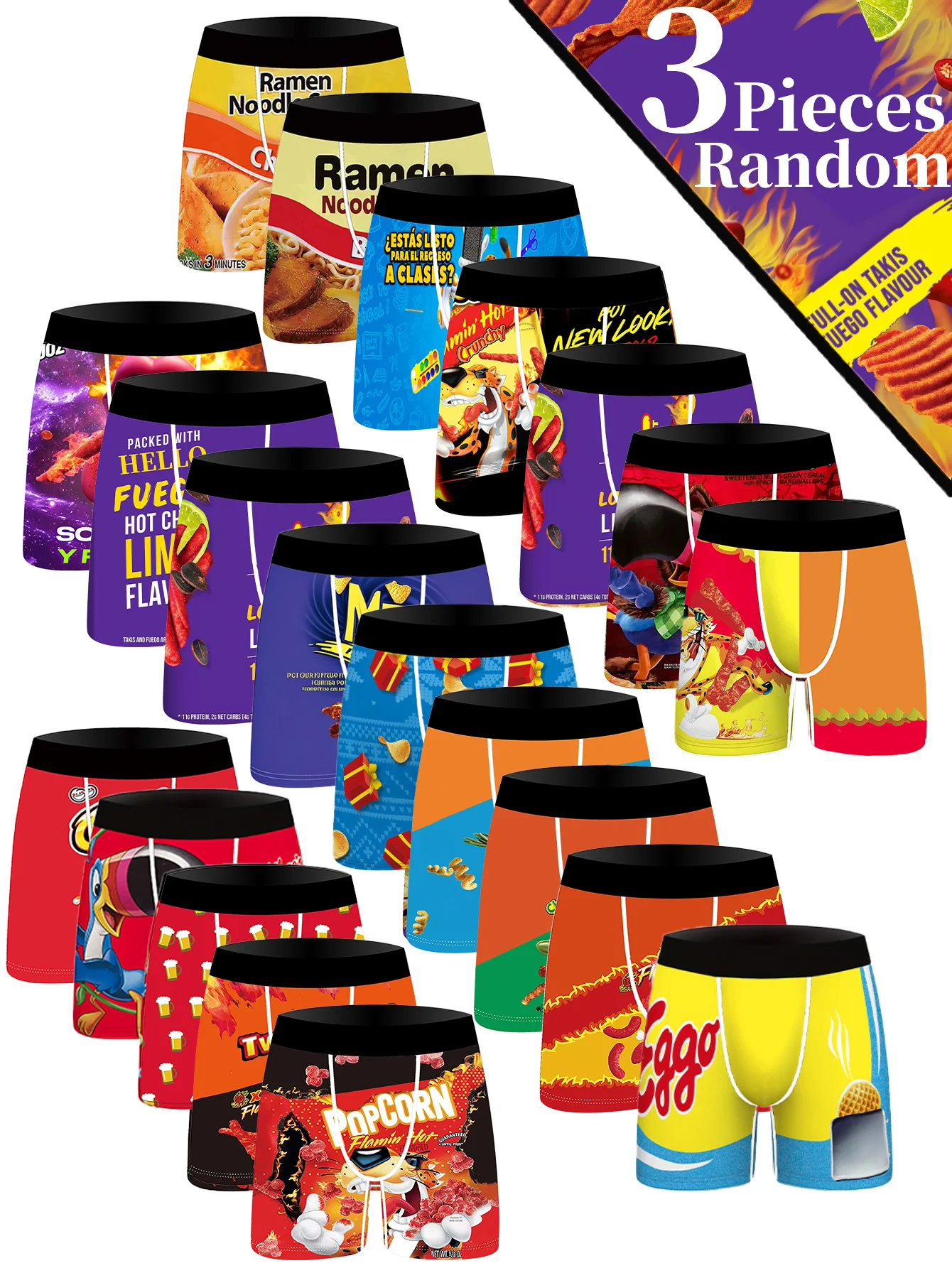 

3-pack summer breathable men's boxer shorts sexy underwear men's underwear fashionable cartoon digital printed men's boxer short