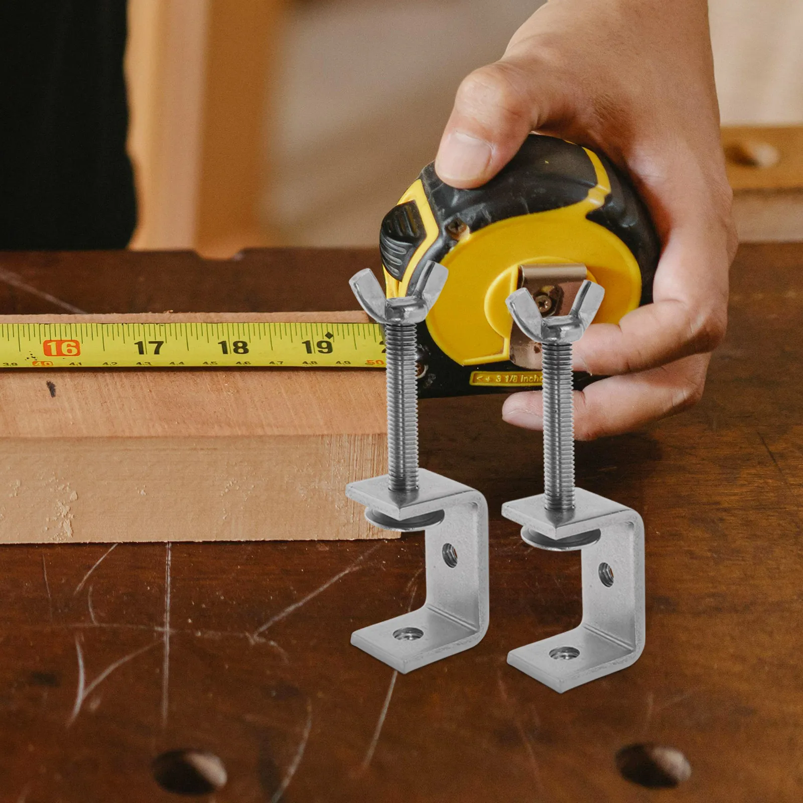

2 Pcs Woodworking Tension Clamps Mounting Clip Heavy Duty Crimp C-clamp for Fence