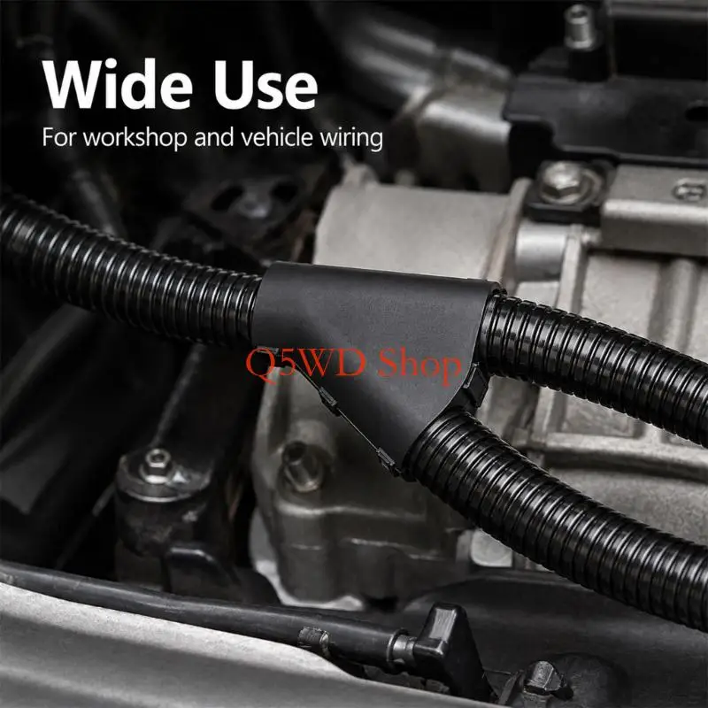Q5WD Wire Harness Branch Fitting Connection Clamp with Split Open Y Corrugated Conduit Form, Nylon Housing for Cleaner Cable