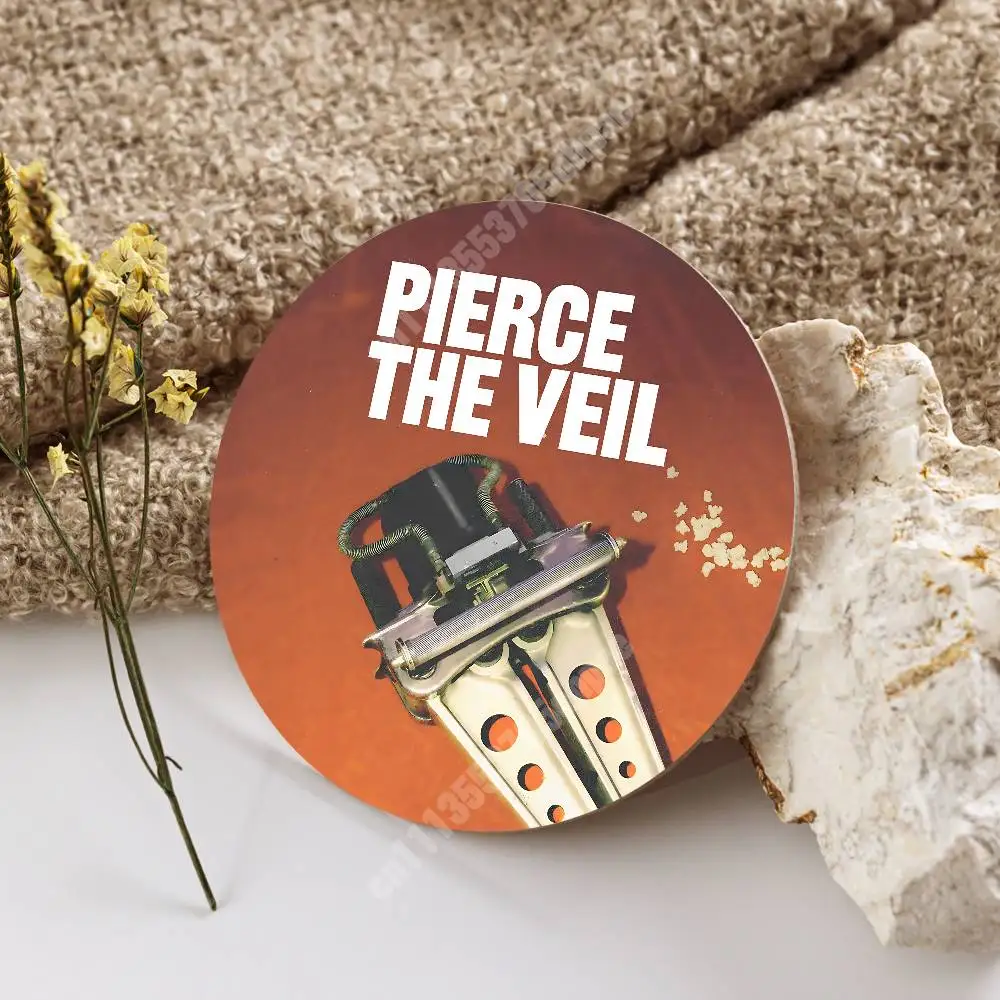 P-Pierce The V-Veil Band Wooden Cup Mat Cappuccino Vodka Juice Water Coaster for Flower Shop