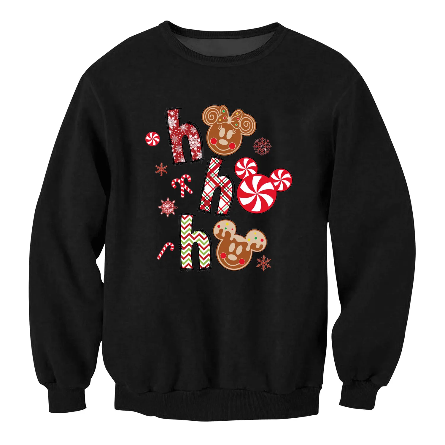 Disney Mickey Minnie Stitch Graphic Christmas Sweatshirts Fancy Novelty Shirt Xmas Party Costume Pyrography Harajuku Clothing