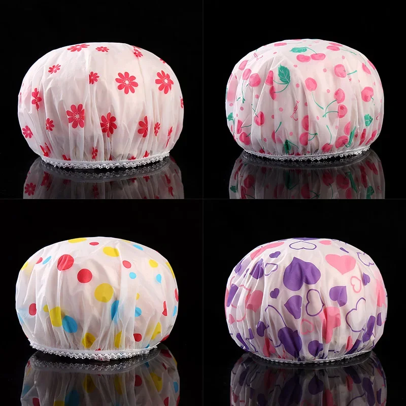 Waterproof Bathroom Shower Cap Thicken Elastic Bath Hat Hair Cap for Women Beauty Hair Salon Dot Products Bathroom Accessories