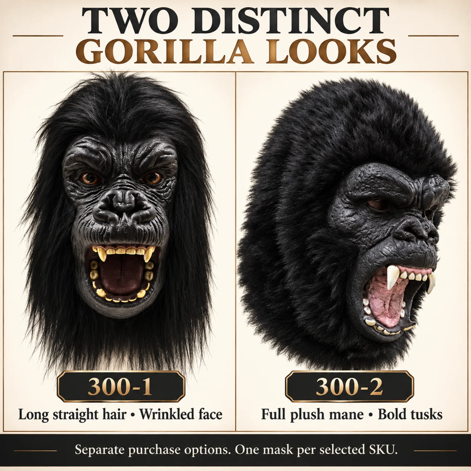 Gorilla Ape King Kong Mask Black Furry Roaring Monster Fangs Full Head Latex Mask Halloween Scary Cosplay Party Props
