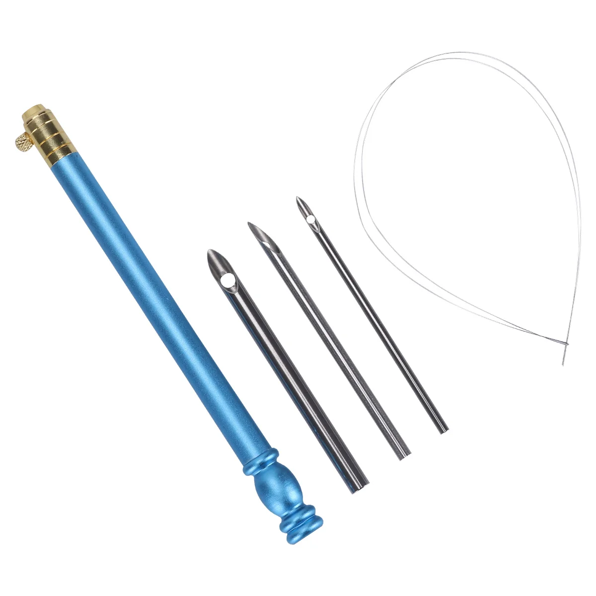 

5Pcs Crewel Needle Threader Embroidery Tools Kit Stainless Steel Smooth Large Diameter Punch Needle for Sewing Crafting Works