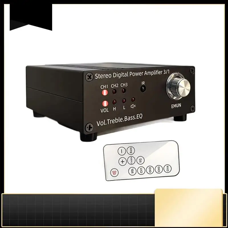 

TPA3116 Digital Amplifier Stereo With EQ Mode, 100W Power, 3 RCA Inputs, Bass& Treble Settings Remote Control Included-N33R