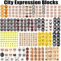 MOC City Expression Building Blocks Street View Injured Man Hero Girl Head Headwear Accessories Movie DIY Bricks Halloween Gifts