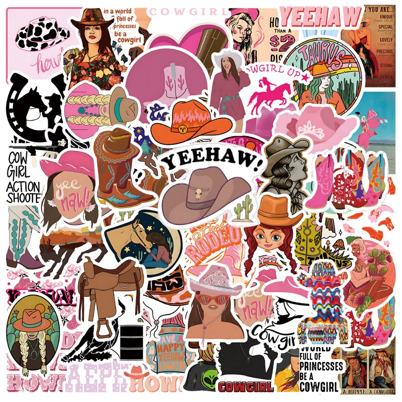 10/30/54個Y2Kピンクカウボーイ帽子ステッカーチャームかわいいデカールdiyオートバイスケートボード電話クールなグラフィティステッカー美学おもちゃ
