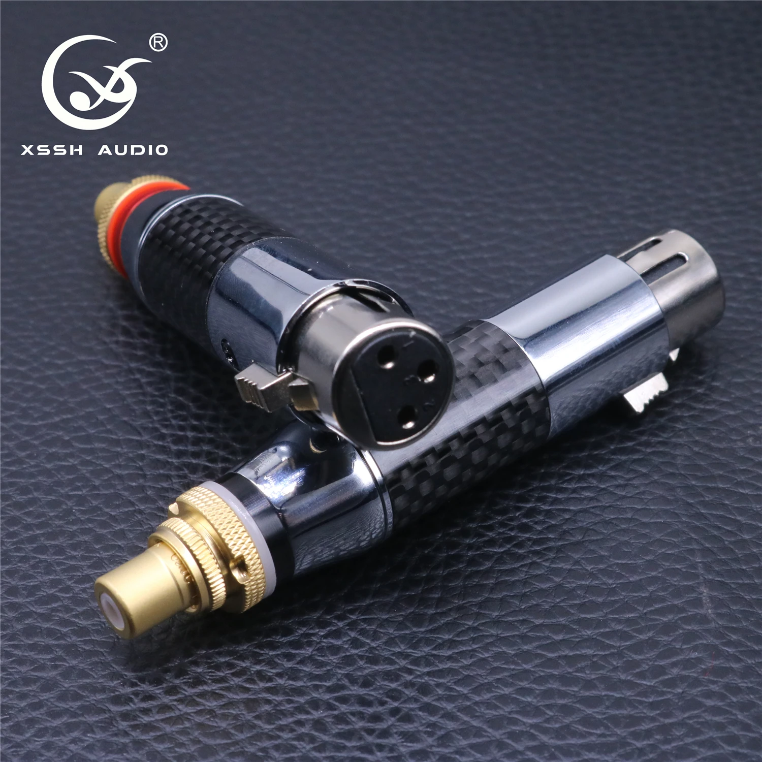 4Pcs 3Pins Connector แจ็ค XSSH เสียงสีดำคาร์บอนไฟเบอร์ Tellurium ทองแดง RCA Gold Plated โรเดียมสำหรับท่านชายหญิง XLR To อะแดปเตอร์ RCA