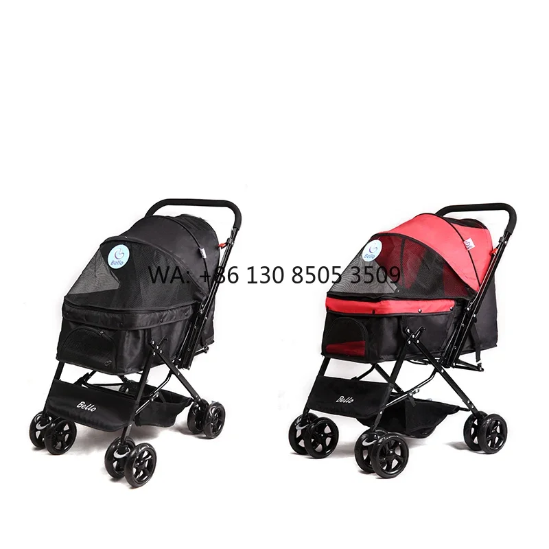 4 Wheels Cheap&Portable Dog Stroller with Reversible Handle Pet Travel Dog Outdoor Stroller