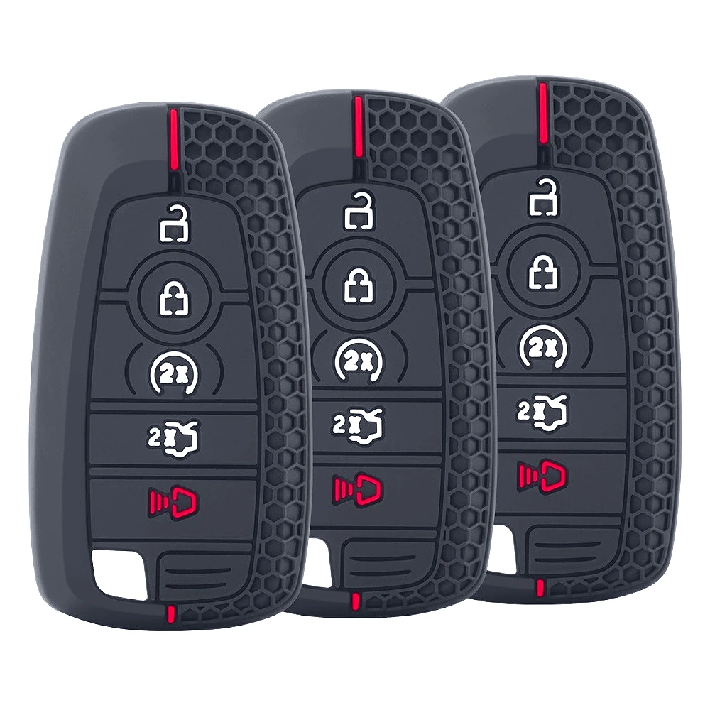 Shell For Ford Explorer Mustang Fusion Escape F150 F250 F350 F450 F550 Ford Raptor 5Buttons Silicone Leather Car Key Case Cover
