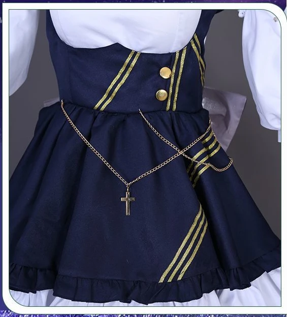 زي تنكري للفتيات من شيشاير ، خادمة القط ، فستان طويل ، شعر مستعار طقم كامل ، عيد الهالوين ، متوفر ، Hms