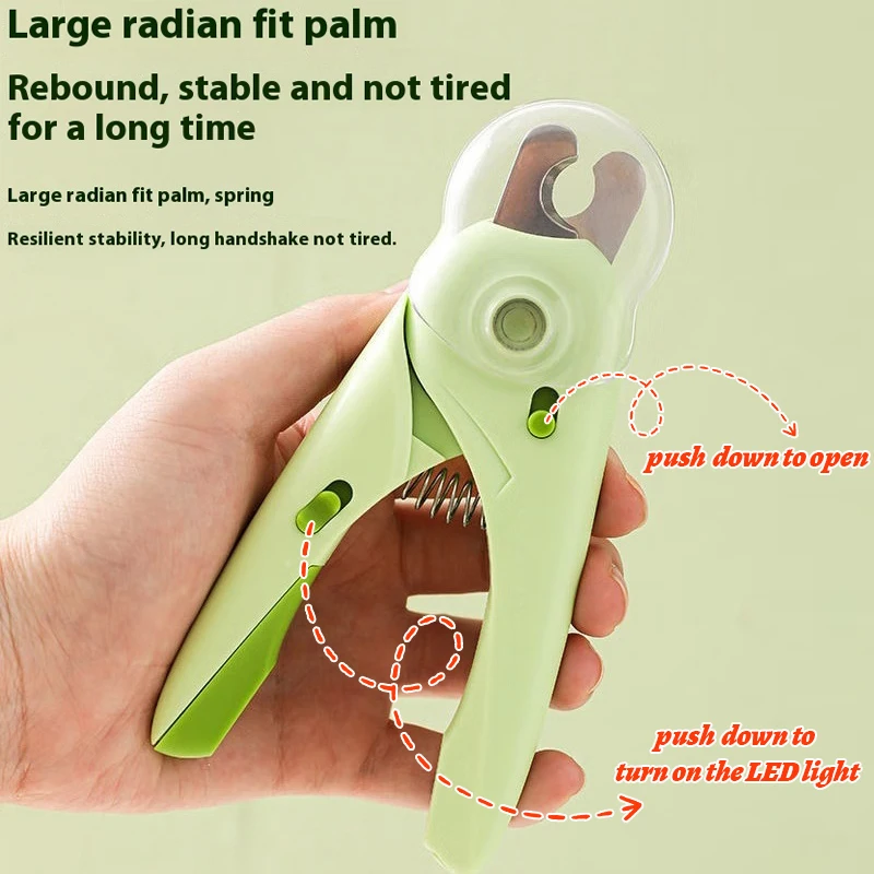 Professional Pet Nail Clipper Stainless Steel Dog Cat Nail Trimmer LED Light Labor-Saving Nail Clipper Dog Grooming Supplies